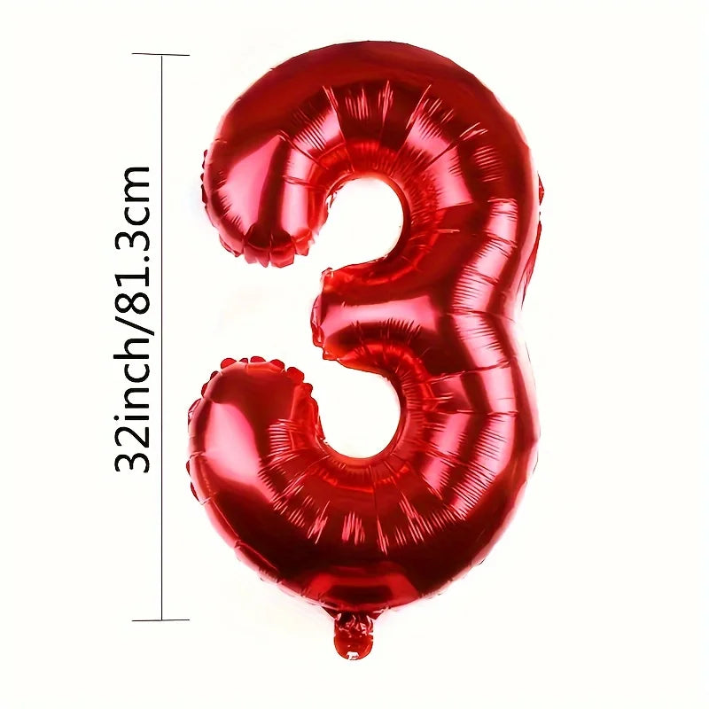 Large Red Number Foil Balloon for Birthday and Anniversary Decor