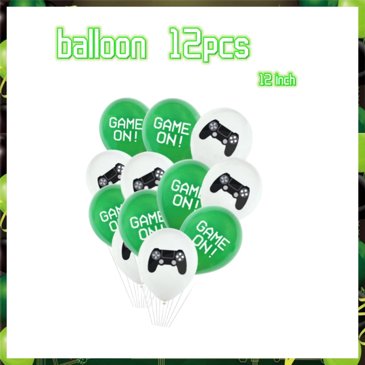 Green Video Game Birthday Party Supplies Kit with Gamepad Balloons