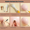 Step-by-step process showing how to use a double balloon kit for creating a balloon garland