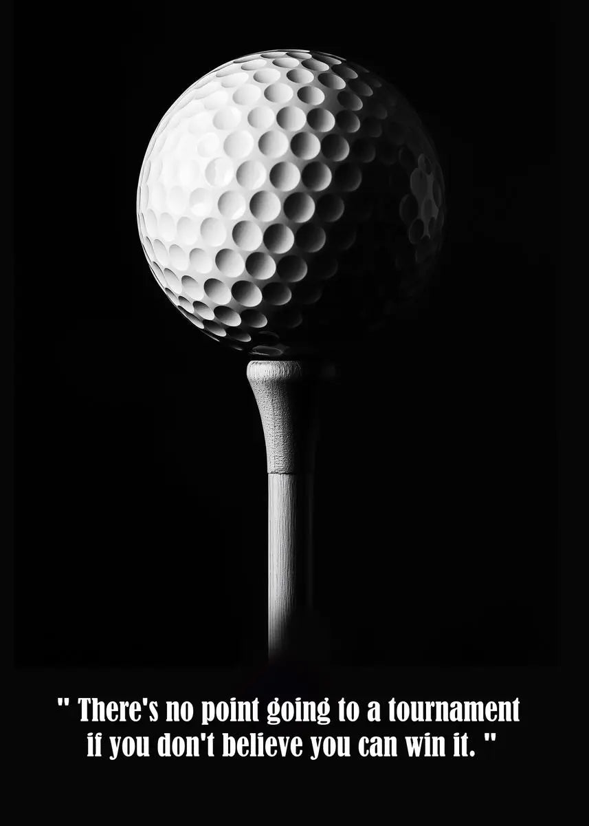 A close-up, black and white photograph of a golf ball resting on its club shaft against a dark background.