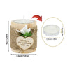 Wooden tealight candle holders with a thank you message featuring a white flower and natural twine