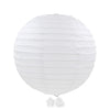 A white round paper lantern used for parties and weddings.