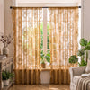 Vintage Golden Floral Lace Sheer Curtains with Ruffled Edge