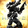 A dark armored figure in tactical gear holds a futuristic rifle against a bright, fiery orange background for Halo 2 Annivers