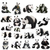 A collection of realistic panda life cycle figurines showing various poses and stages.