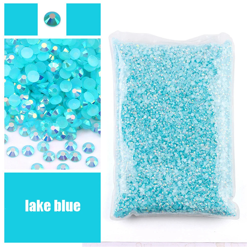 Bag of lake blue flatback resin rhinestones for crafting