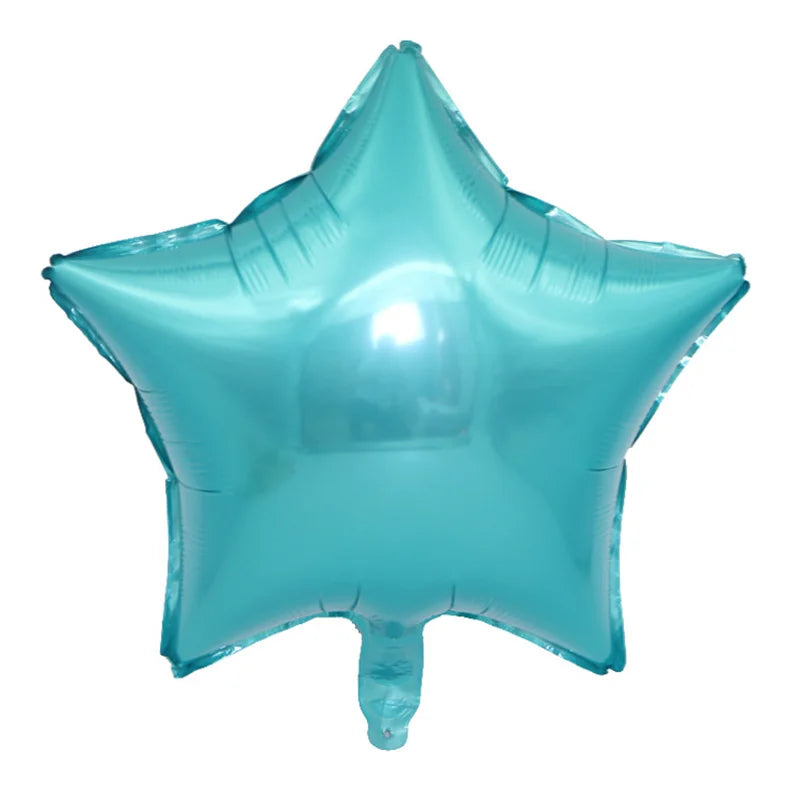 A light blue foil star shaped balloon.