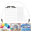 White table balloon arch kit with adjustable frame showing various balloon shapes and a finished display.