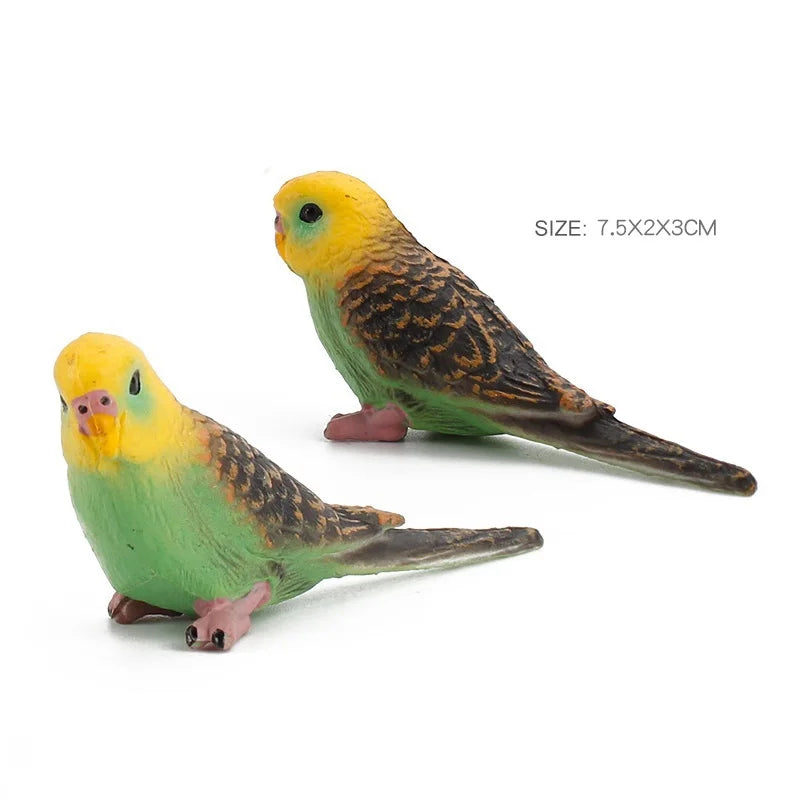 Hand-painted resin parrot figurine with yellow head and green body