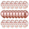 A pack of rose gold confetti balloons used for parties and celebrations.