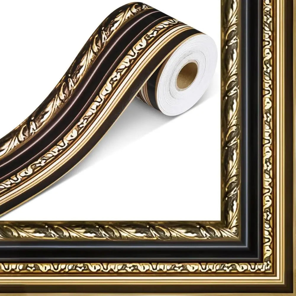 Vintage Gold Self-Adhesive Decorative Border Sticker Roll for DIY Projects