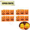 Twelve sets of orange pumpkin and skull shaped flameless LED candles for Halloween decor