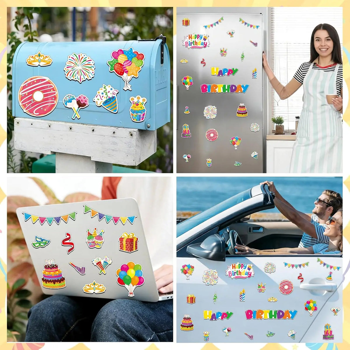 A set of waterproof birthday cruise door magnets and metal decor for fridge and other surfaces.