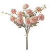 A bouquet of pink silk chrysanthemum artificial flowers on a wooden stick.