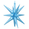 A cluster of light blue star burst foil balloons for party decor