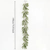 A long, slender artificial pine garland with green needles displayed against a white background.