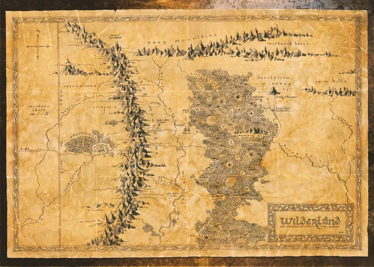 Vintage retro world map canvas wall art showing a detailed historical map of a region.