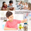 A boy is shown using a digital coin counting piggy bank to teach his kids about the importance of savings.
