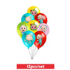 A set of twelve balloons featuring Cocomelon characters for a party kit