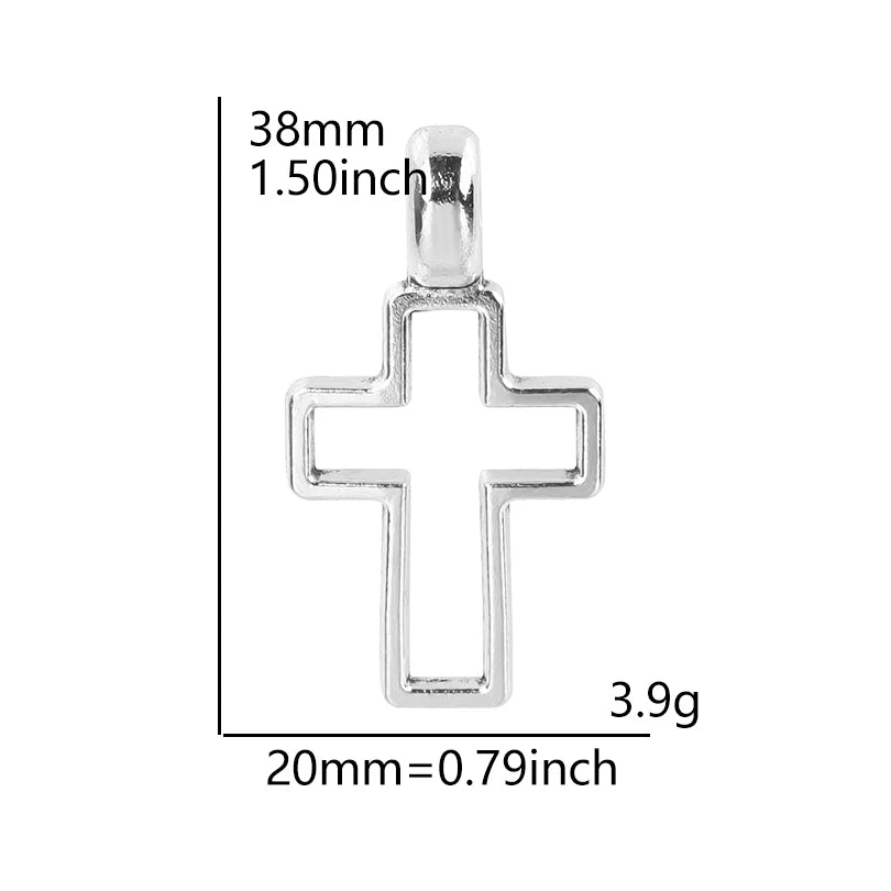 Silver cross charm measuring 38mm long and weighing 3.9 grams