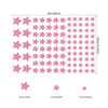 A grid of pink star wall decals with various sizes, including 3cm, 2cm, and 1.5cm options.