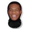 A realistic 3D printed horror balaclava mask worn by a man.