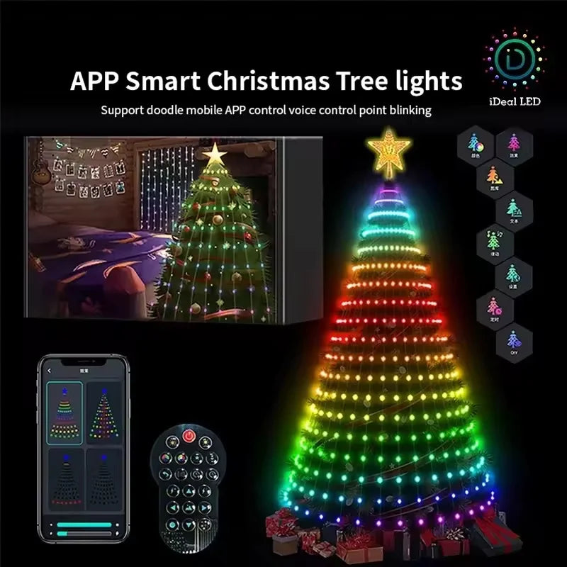 Smart Star-Shaped Christmas String Lights with App Control