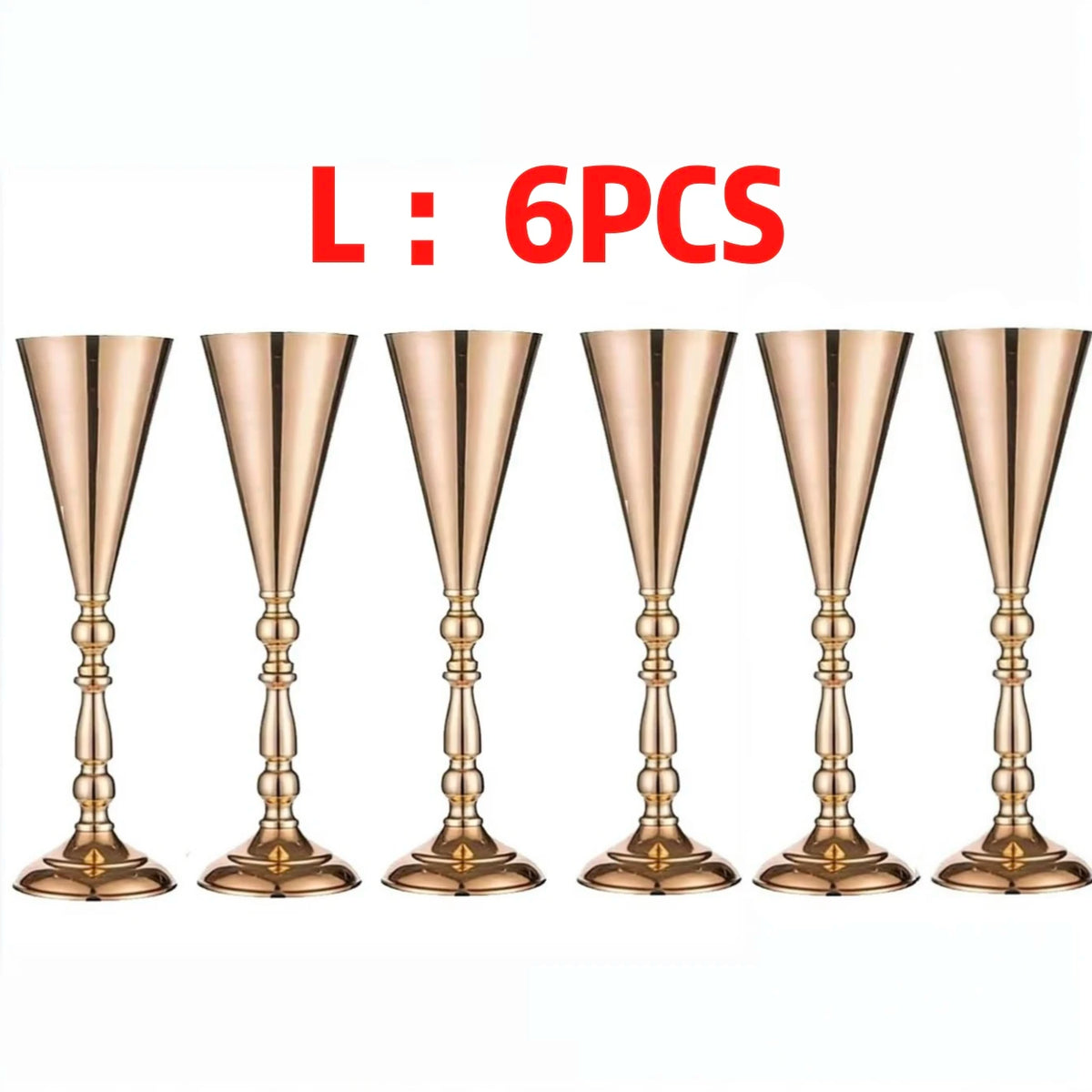 Gold Trumpet Vase Metal Flower Holder for Weddings & Home Decor