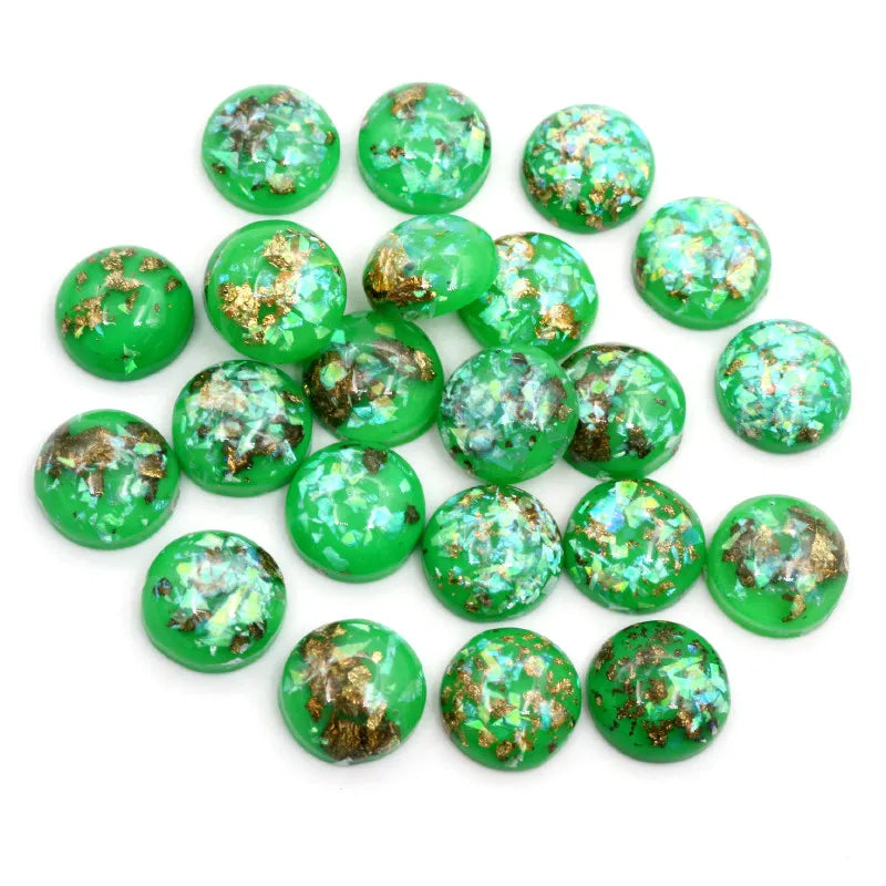 Mixed Color Resin Cabochons with Metal Foil Backing for Jewelry Making