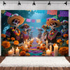 Day of the Dead Skeleton & Floral Backdrop for Party Photo Booth