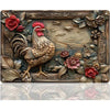 Vintage Bauernhof-Hahn-Dekoration, Metallschild mit detaillierter Skulptur eines Hahnes mit rotem Kamm und Federn