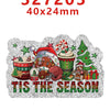 Silver glitter Christmas acrylic charms featuring Santa, gifts, and festive elements for DIY hair bows.