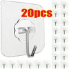 20 pieces of clear self-adhesive wall hooks with rotating arms for hanging coats, towels, and keys