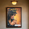 A vintage poster featuring a close-up portrait of a woman wearing a Camel hat and cigarette.