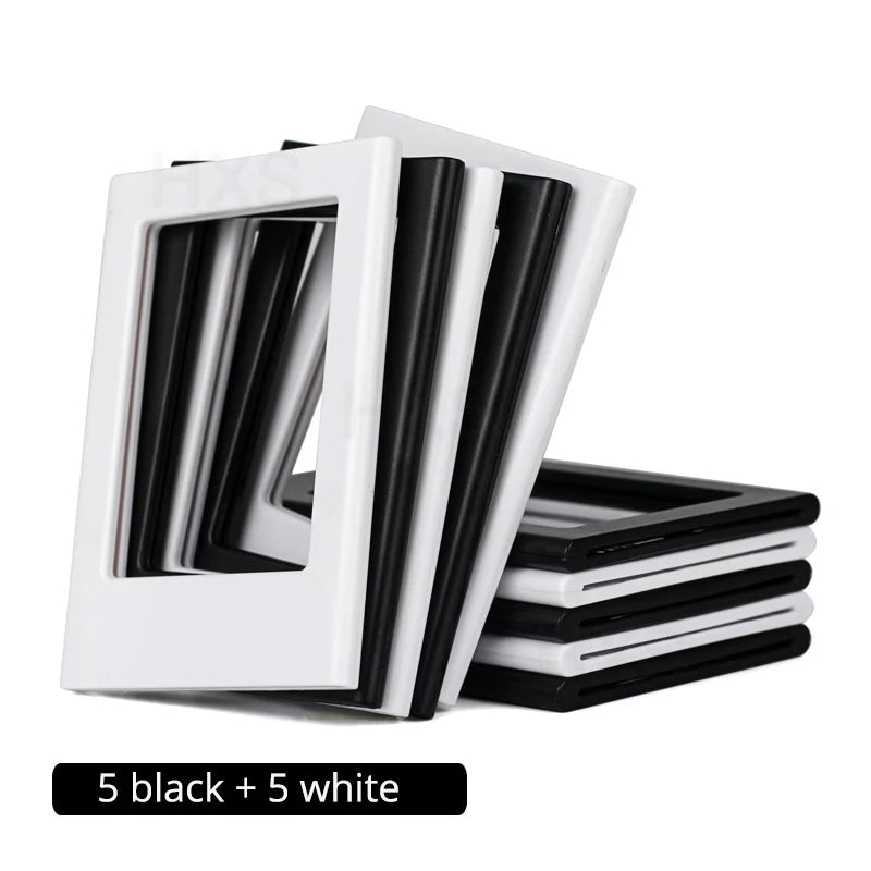 A set of ten magnetic double-sided frames, five black and five white, displayed in a box.