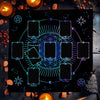 A dark cloth featuring a glowing Celtic Cross design with various tarot symbols and celestial elements for altar use.
