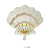 A set of foil balloons featuring mermaid, dolphin, and seashell decorations in white and gold tones.