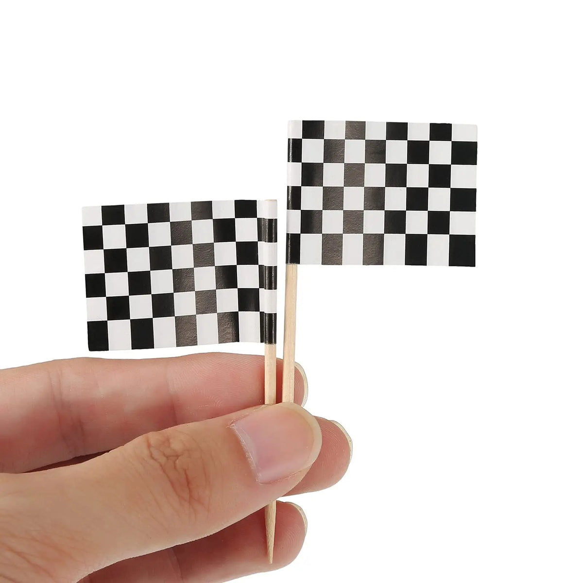 Checkered Racing Flag Toothpicks for Cupcakes & Party Decor