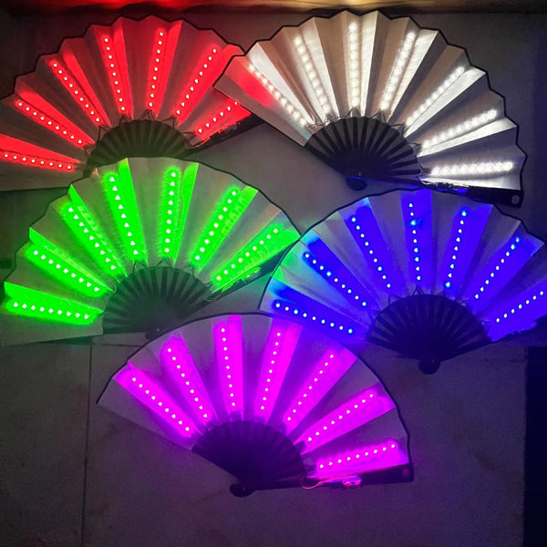 Illuminated Folding Hand Fan with LED Lights