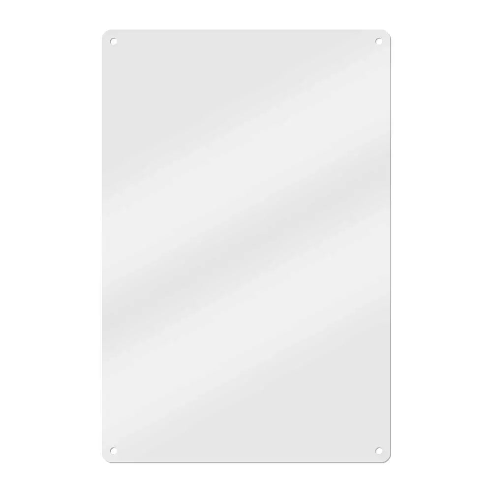 A rectangular, blank mirror with a silver frame.