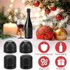 Black reusable silicone wine bottle stopper with rotating lock and various sealing features