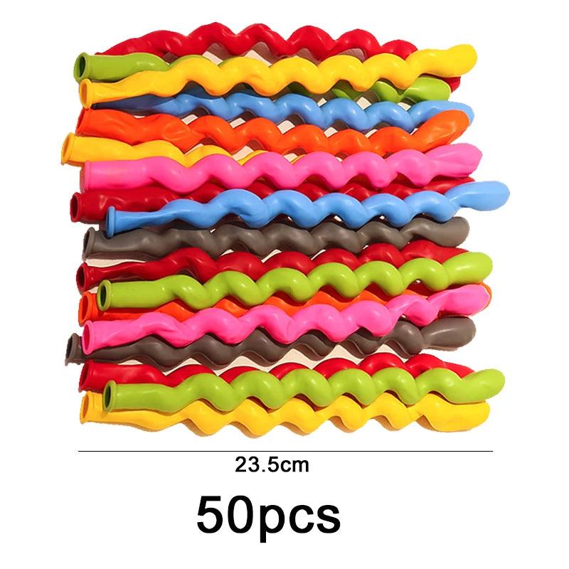 A pack of 50 assorted colorful latex balloons with wavy edges for party decorations