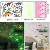 Glow-in-the-dark dinosaur wall stickers for kids' rooms featuring various dinosaurs and foliage patterns.