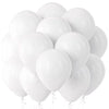 A pack of white latex balloons for a party, including heart-shaped balloons.