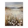 A painting depicting a misty landscape with tall grasses and white wildflowers in the foreground.