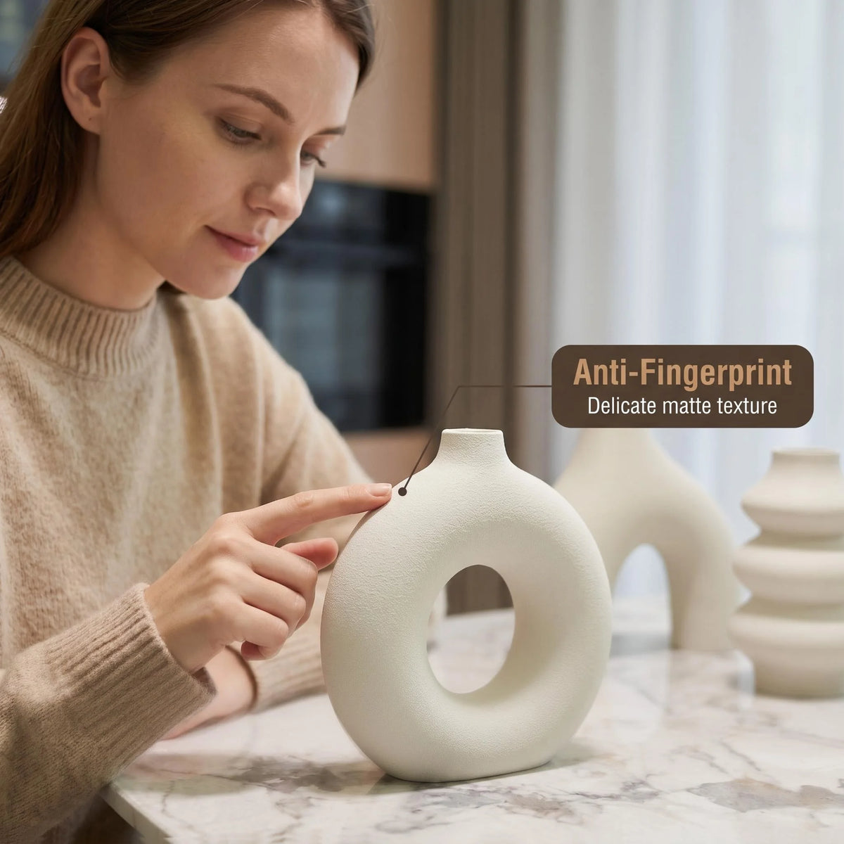Wabi-Sabi Irregular 3D Printed Vase Set – Matte Minimalist Decor for Dried Flowers