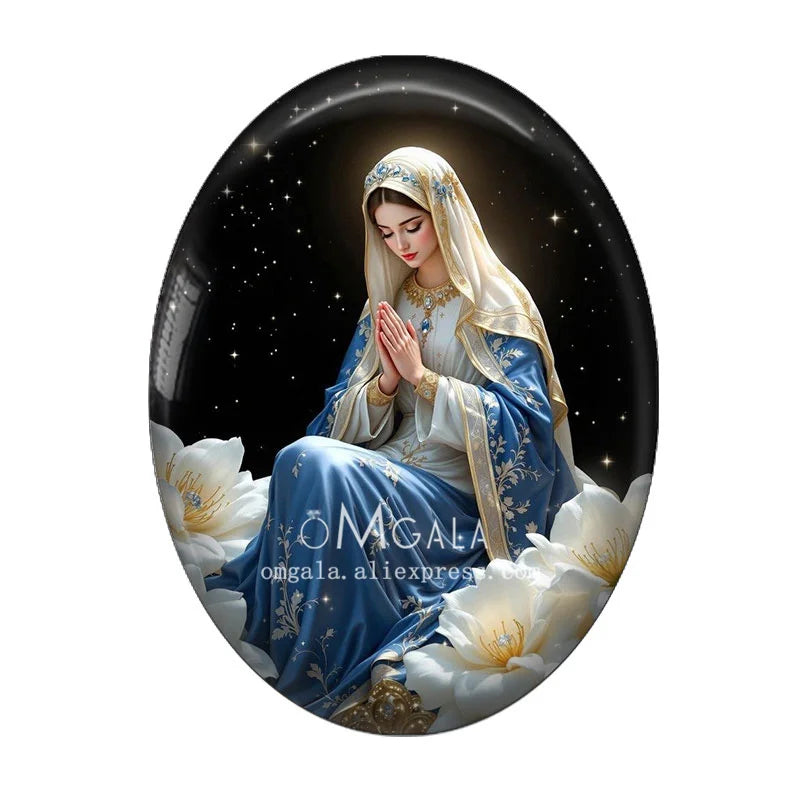 Religious Art Glass Cabochons for Jewelry Making