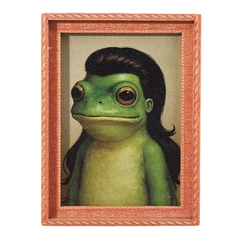 Whimsical Frog Wooden Fridge Magnets with Retro Charm