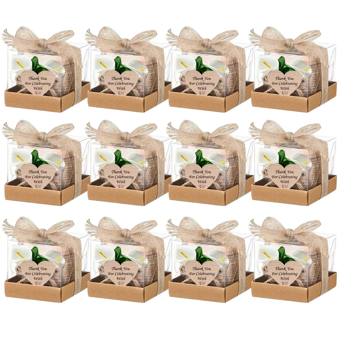 Wooden Tealight Candle Holders with Heart-Shaped Tags — Wedding & Baby Shower Favors