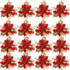 Glitter Christmas Flower Ornaments with Clips (Set of 5)